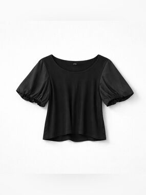 Old Navy Black Puff Sleeve Scoop Neck Tee